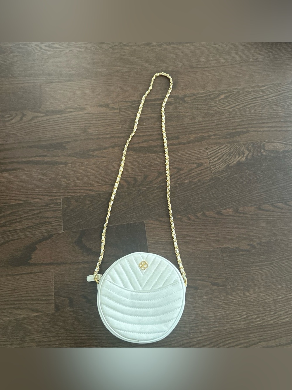 Summer Round Crossbody Bag - White with Gold Chain